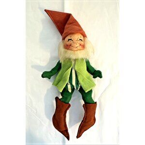 Annalee Christmas Elf Pixie Felt Ornament Figurine 11" Posable Shelf Sitter VTG